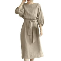 Asdoklhq ženske haljine za čišćenje plus veličine, ženska ljetna casual pune boje bez rukava bez rukava