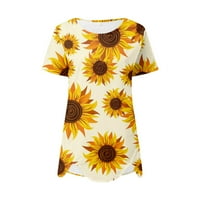 Havajske majice za žene kratki rukav vrhovi bluze Regularne fit t majice Pulover tees vrhovi cvjetni