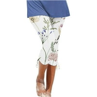 HOKSML pantalone za žene, žensku ljetnu elastičnu struku Solid boja široka noga labava dom duge hlače