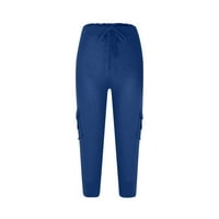Beiwei žene labave pantalone za crtanje visokih struka Dno snosa za nogu Jogger Harem Pant Blue 3xl
