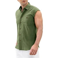 Modni muški ljetni kratki rukav, puni u boji, ležerna tanka fit rasteza dna košulja crna m