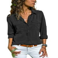 Žene dugih rukava vrhovi okrugli vrat Ženska moda casual okruglica za ispisana labava majica vrhovi