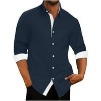 Amidoa Men Casual Solid Side Strit Dugme V-izrez Shorts rukavi majice Blouse T majice za muškarce