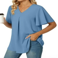 Ženski gumb Bluze Elegantne casual, ženska majica V-izrez dolje majica labave ležerne ljetne kratke