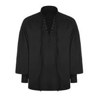 Fjofpr Ženski vrhovi Bluze s dugim rukavima V-izrez ispisani čipkasti patchwork casuni majice