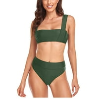 Fusipu dvodijelni čvrsti boju visoki struk ljetni seksi žene bikini plivale kupaći kostim