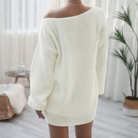 Ženski džemperi pune boje casual dugačkih rukava sa ramena pad i zimski džemper