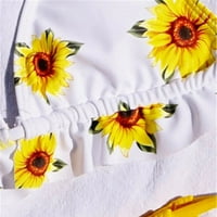 Vremenska ženska cvjetna tiskana tiskana prsluk V-izrez Tunika Sakrij trbušni majice bez rukava na plaži