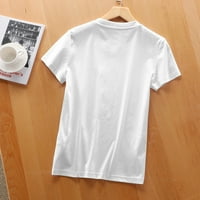 Ernkv ženski trendi labavi osnovni vrhovi zazor tiskani vrhovi kratkih rukava majica okrugla izrez majica
