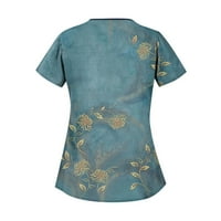APEPAL ženski plus veličine kratkih rukava Henley majica V izrez cvjetni bluzeni tunički vrhovi M-4XL