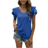 Henley majice za žensko dugme V izrez dugih rukava Osnovne rebraste majice Slim ugrađenim vrhovima Bluza