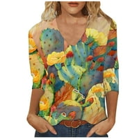 Strungten ženska modna labava ležerna tiskana sa sedam dijelova rukavska gumba za bluzu kardigan vrhunske