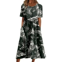 Gosuguu Clearsance Retro haljine za žene, ženska rukava velika veličina čipkasti patchwork modni dugi