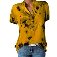 Žene ljetne vrhove modni V-izrez čipkasti patchwork kratki rukav casual top bluza čipke V-izrez plus size za žene