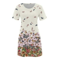 Maxi haljine za žene casual mini labave bez rukava cvjetni print V izrez izručuje ženske haljine ljeto