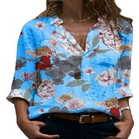 Yubatuo ženske vrhove ženske modne ležerne print V-izrez kratkih rukava od tiskanih majica za žene
