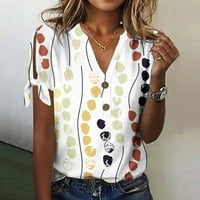 Moderijske majice za rukav za žene Hhen gumb za vrat Bluze sa slatkim grafičkim grafičkim marama