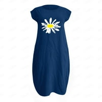 EFSTEB Ljetne haljine za žene plus veličine trendy Solid Boja haljina kratkih rukava Crewneck pamučna