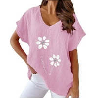Ženske oblačeve vrhove žene Vintage Ispis O-izrez Floral majica s kratkim rukavima vrhunska bluza s