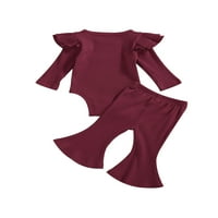 Meihuida Baby Girl Fall Outfits s dugih rukava Roma + plaćene hlače + traka za glavu Zimska odjeća