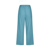 PBNBP ženski elastični oblici čvrsti pamučni posteljini vezeni crtani džepovi tereta Capri pantalone