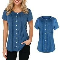 Ženske plus bluze u boji blok nakišen vrat top 4xl plavi i bijeli