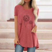 Žene Ljetne vrhove Ležerne modne kratke rukave V rect majice Prevelike cvjetne košulje Slatke majice