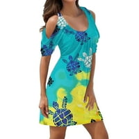 Haljine za prodaju za žene plus veličine kratkih rukava za tisak cvjetnog uzorka haljina V-izrez ruffle