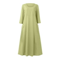 Ljetne haljine za žene plus veličine kratkih rukava od pune boje ruka od ramena midi leđa, fit i flare