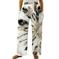 Zodggu ženski ljetni trendi Ležerne prilike cvjetne tiskane struke duge pantalone sa džepom udobne drešene