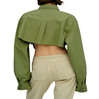 Hoksml Womens Elegantna poslovna radna jakna, Ležerne prilike odvojite modni džepni bluza za modni gumb