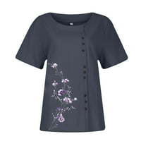 Hawaii Print bluza Fancy Tees Popust Žene Gradijentne košulje V izrez Kratki rukav Trendy Thirts Junior's