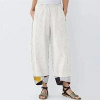 Ležerne pantalone za žene Pamučne posteljine povremene hlače za elastične struke Žene izgubljene hlače