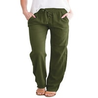 VBNERGOIE Ženske ležerne barermuda šorc elastične struke pamučne kratke hlače sa džepovima Duljina koljena