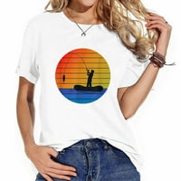Žene Ljetne vrhove Modni casual okrugli vrat Trendi ispisana labava gornja majica