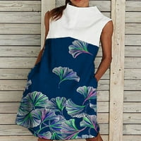 Haljine žene Vintage Casual Ljetni cvjetni ispis V-izrez Haljine kratkih rukava mini haljine 5xl