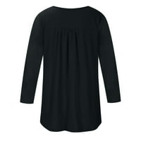 Majica Dyfzdhu za ženske casual kvadratne ovratnike Čvrsta boja bluza Jacquard šuplji kratkih rukava