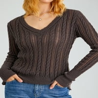 Jeseni džemperi za žene, ženska modna solidna boja jeseni pleteni kaput s dugim rukavima Casual labavi