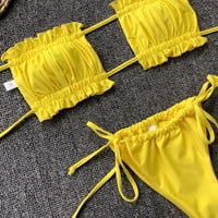 Seksi ženski kupaći kostimi Split špagete remenske remenice ruffled bikini puna dva kupaća kostim za